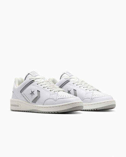 White / Grey Converse Weapon Leather Women Basketball Shoes Singapore | C-78063499