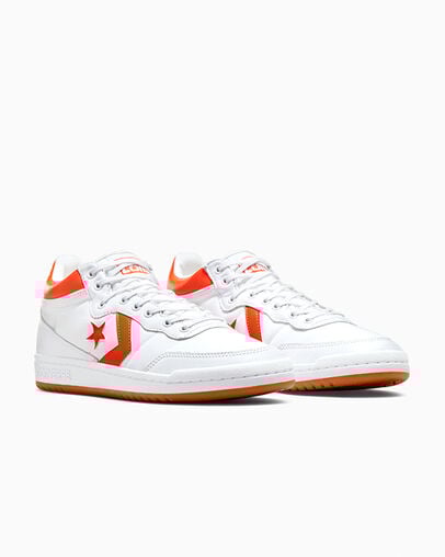 White / Orange Converse CONS Fastbreak Pro Leather Men Skate Shoes Singapore | C-65893479
