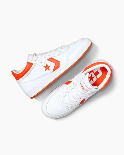 White / Orange Converse CONS Fastbreak Pro Leather Men Skate Shoes Singapore | C-65893479
