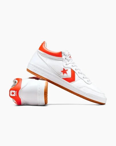 White / Orange Converse CONS Fastbreak Pro Leather Men Skate Shoes Singapore | C-65893479