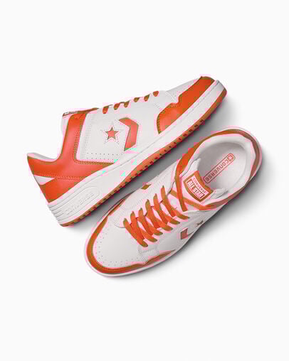 White / Orange Converse Weapon Leather Men Basketball Shoes Singapore | C-95840219
