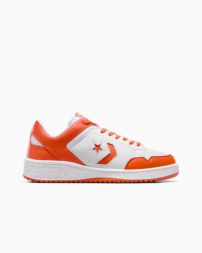 White / Orange Converse Weapon Leather Men Basketball Shoes Singapore | C-95840219