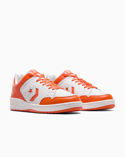 White / Orange Converse Weapon Leather Women Basketball Shoes Singapore | C-30542769