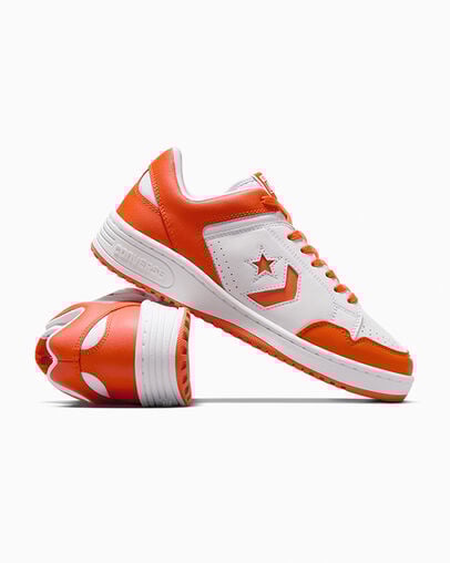 White / Orange Converse Weapon Leather Women Basketball Shoes Singapore | C-30542769