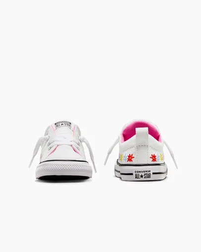 White / Pink Converse Chuck Taylor All Star Street Embroidered Flowers Kids' Sneakers Singapore | C-03198259