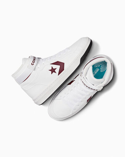 White / Pink Converse Pro Blaze V2 Leather Men Basketball Shoes Singapore | C-96437589