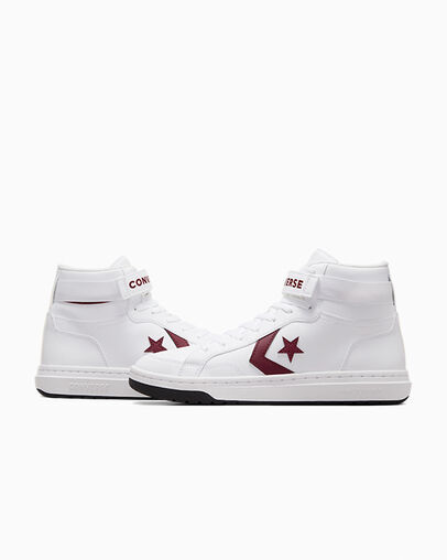 White / Pink Converse Pro Blaze V2 Leather Men Basketball Shoes Singapore | C-96437589