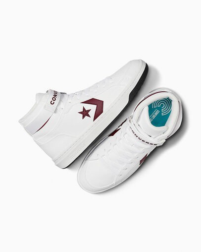 White / Pink Converse Pro Blaze V2 Leather Women Basketball Shoes Singapore | C-15274899