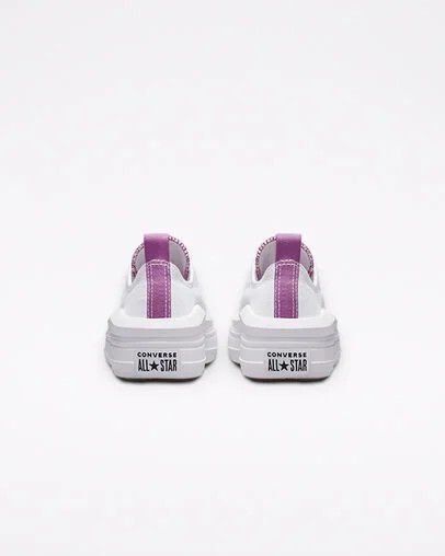 White / Purple Converse Chuck Taylor All Star Move Platform Kids' Canvas Shoes Singapore | C-27439819