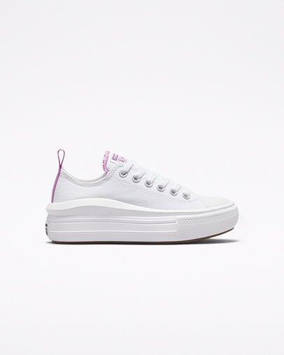 White / Purple Converse Chuck Taylor All Star Move Platform Kids\' Canvas Shoes Singapore | C-27439819