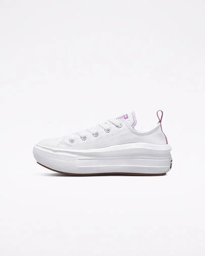 White / Purple Converse Chuck Taylor All Star Move Kids' Platform Shoes Singapore | C-56719209
