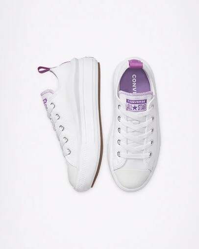White / Purple Converse Chuck Taylor All Star Move Kids' Platform Shoes Singapore | C-56719209