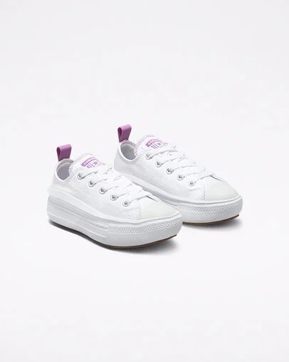 White / Purple Converse Chuck Taylor All Star Move Kids' Platform Shoes Singapore | C-56719209