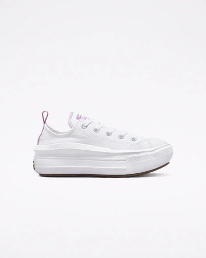 White / Purple Converse Chuck Taylor All Star Move Kids\' Platform Shoes Singapore | C-56719209