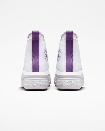 White / Purple Converse Chuck Taylor All Star Move Platform Kids' Canvas Shoes Singapore | C-69452319
