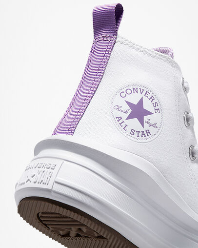 White / Purple Converse Chuck Taylor All Star Move Color Pop Kids' Platform Shoes Singapore | C-74862939