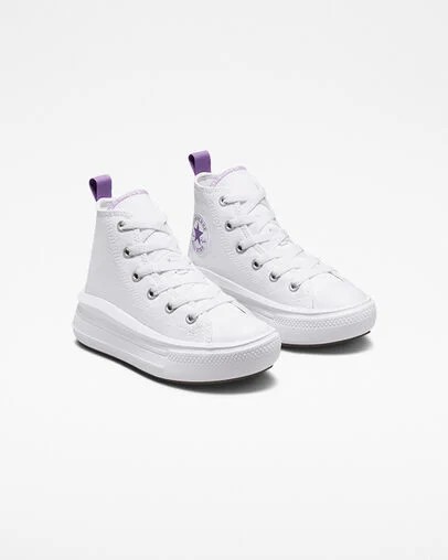 White / Purple Converse Chuck Taylor All Star Move Color Pop Kids' Platform Shoes Singapore | C-74862939