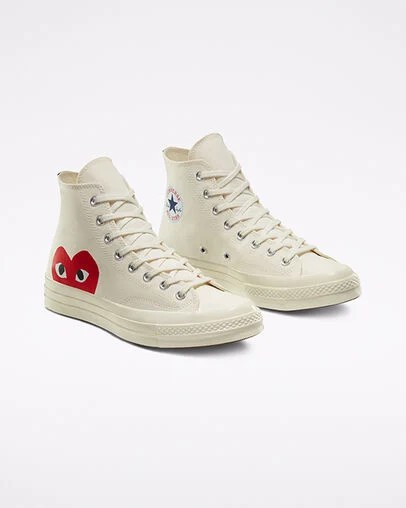 White / Red Converse Converse x PLAY Comme des Garçons Chuck 70 Men Sneakers Singapore | C-70456199