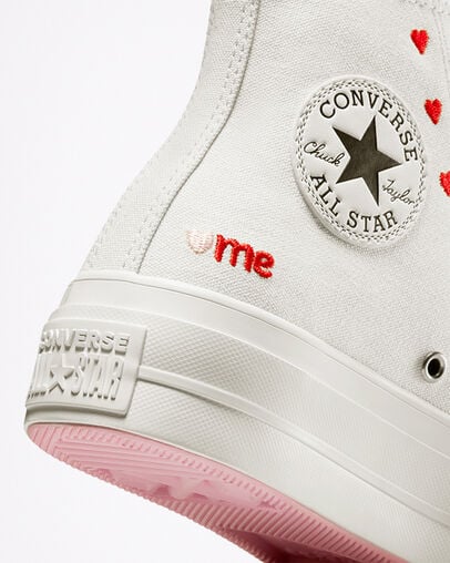 White / Red Converse Crafted With Love Chuck Taylor All Star Lift Women Sneakers Singapore | C-29680179