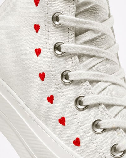 White / Red Converse Crafted With Love Chuck Taylor All Star Lift Women Sneakers Singapore | C-29680179