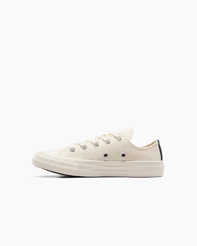 White / Red / Black Converse PLAY Comme des Garçons Single Heart Chuck 70 Kids' Sneakers Singapore | C-75493269