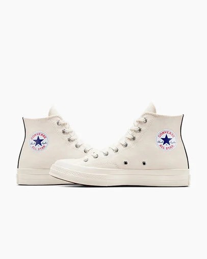 White / Red / Black Converse PLAY Comme des Garçons Single Heart Chuck 70 Women Sneakers Singapore | C-80275949