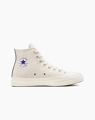 White / Red / Black Converse PLAY Comme des Garçons Single Heart Chuck 70 Women Sneakers Singapore | C-80275949