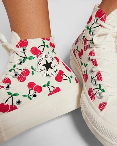 White / Red / Green Converse Chuck Taylor All Star Lift Women Platform Shoes Singapore | C-24709839
