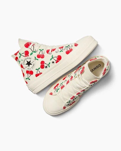White / Red / Green Converse Chuck Taylor All Star Lift Women Platform Shoes Singapore | C-52860439