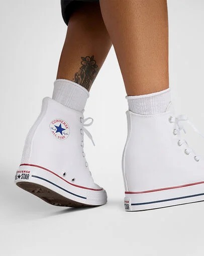 White / Red / Navy Converse Chuck Taylor All Star Wedge Women Platform Shoes Singapore | C-06231949